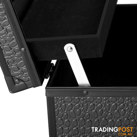 Portable Cosmetic Beauty Make Up Carry Case Box Crocodile Black - photo 5 of 8