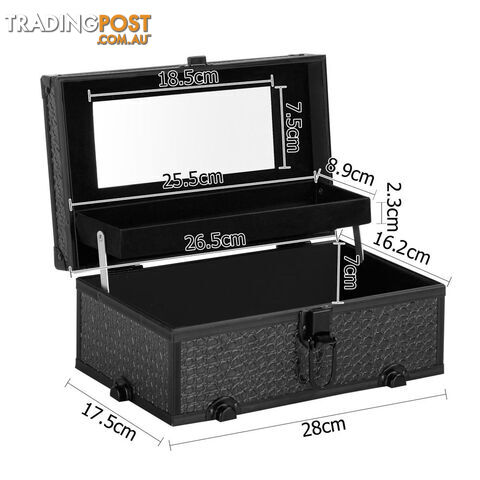 Portable Cosmetic Beauty Make Up Carry Case Box Crocodile Black - photo 3 of 8