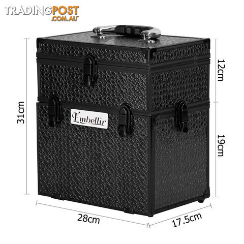 Portable Cosmetic Beauty Make Up Carry Case Box Crocodile Black - photo 2 of 8