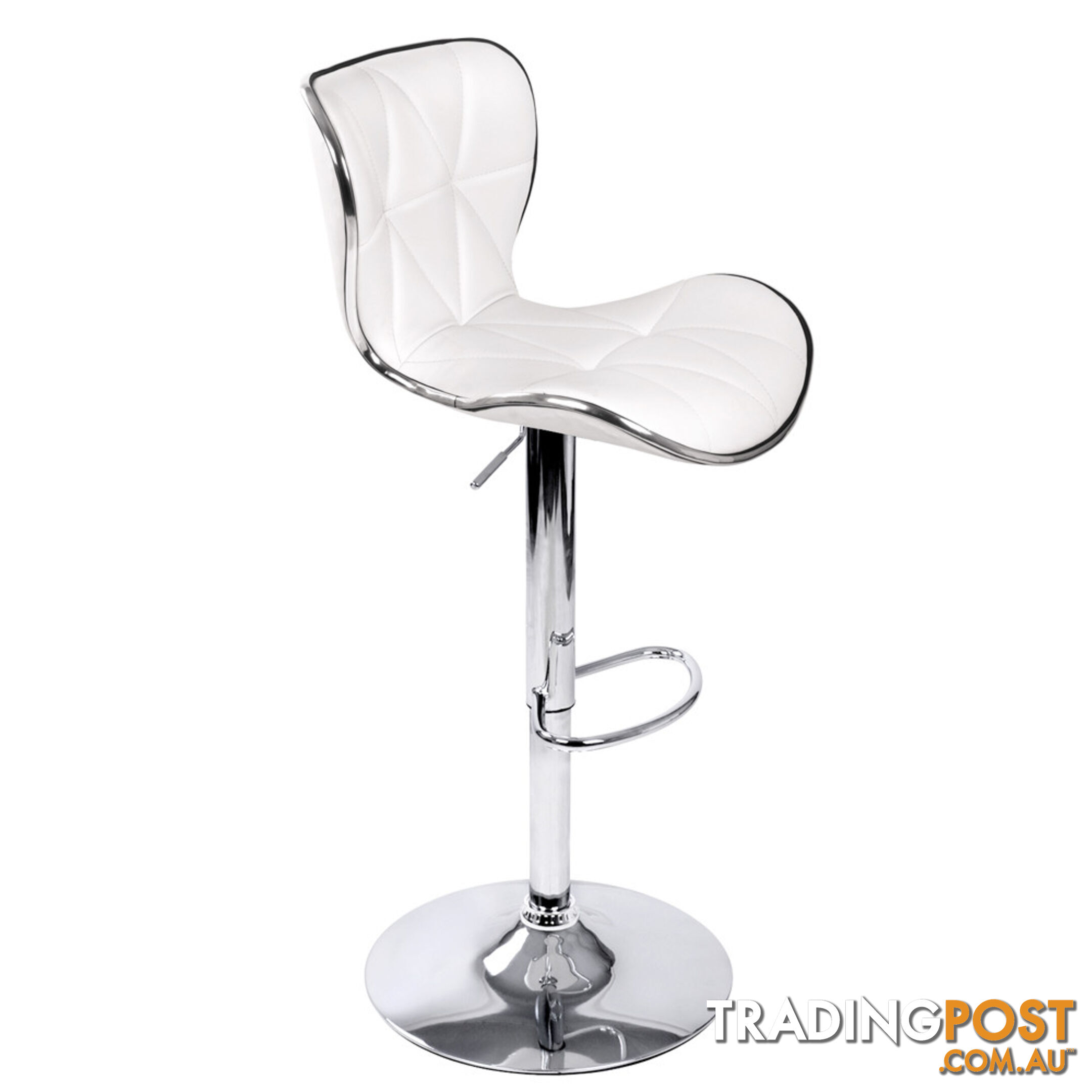 Set of 2 PU Leather Kitchen Bar Stool White