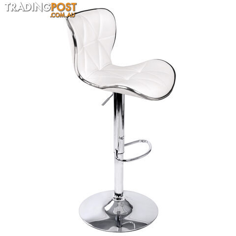 Set of 2 PU Leather Kitchen Bar Stool White