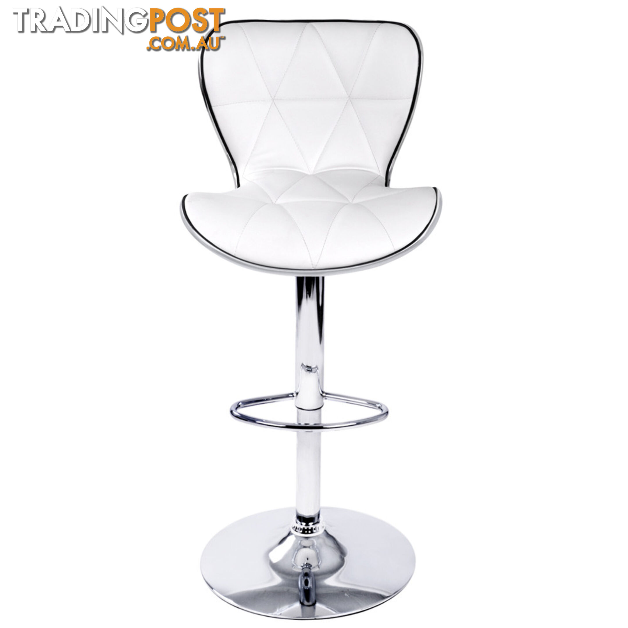 Set of 2 PU Leather Kitchen Bar Stool White