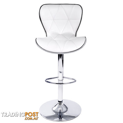 Set of 2 PU Leather Kitchen Bar Stool White