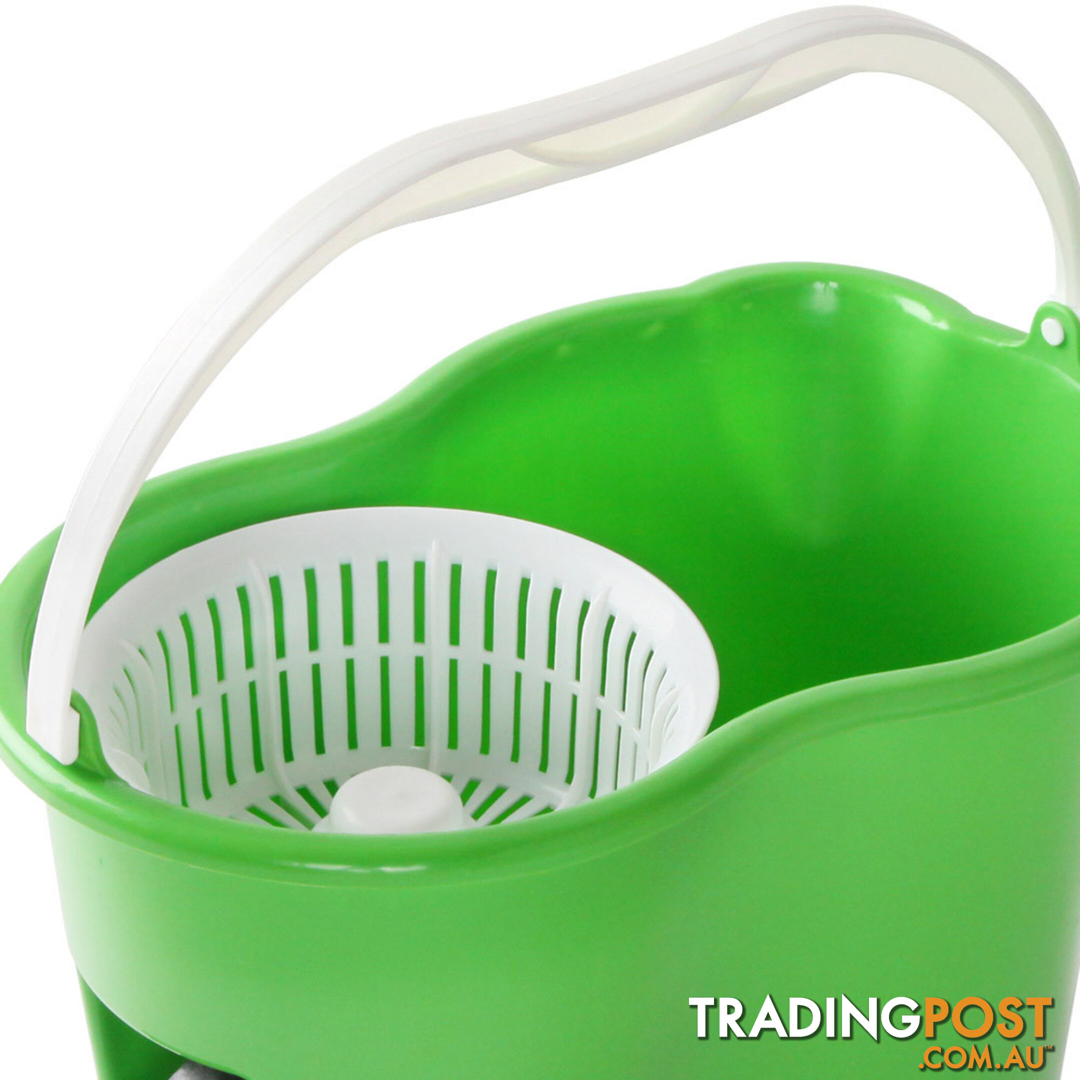 360 Degree Spinning Mop Microfibre Spin Dry Bucket with 2 Mop Heads - Green