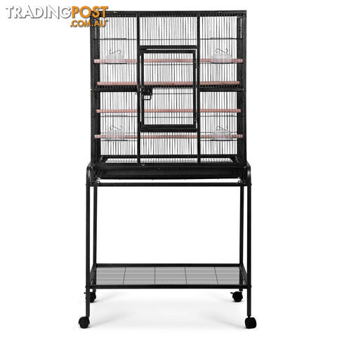 Pet Parrot Aviary Bird Cage w/ Wheels Stand 160cm Black