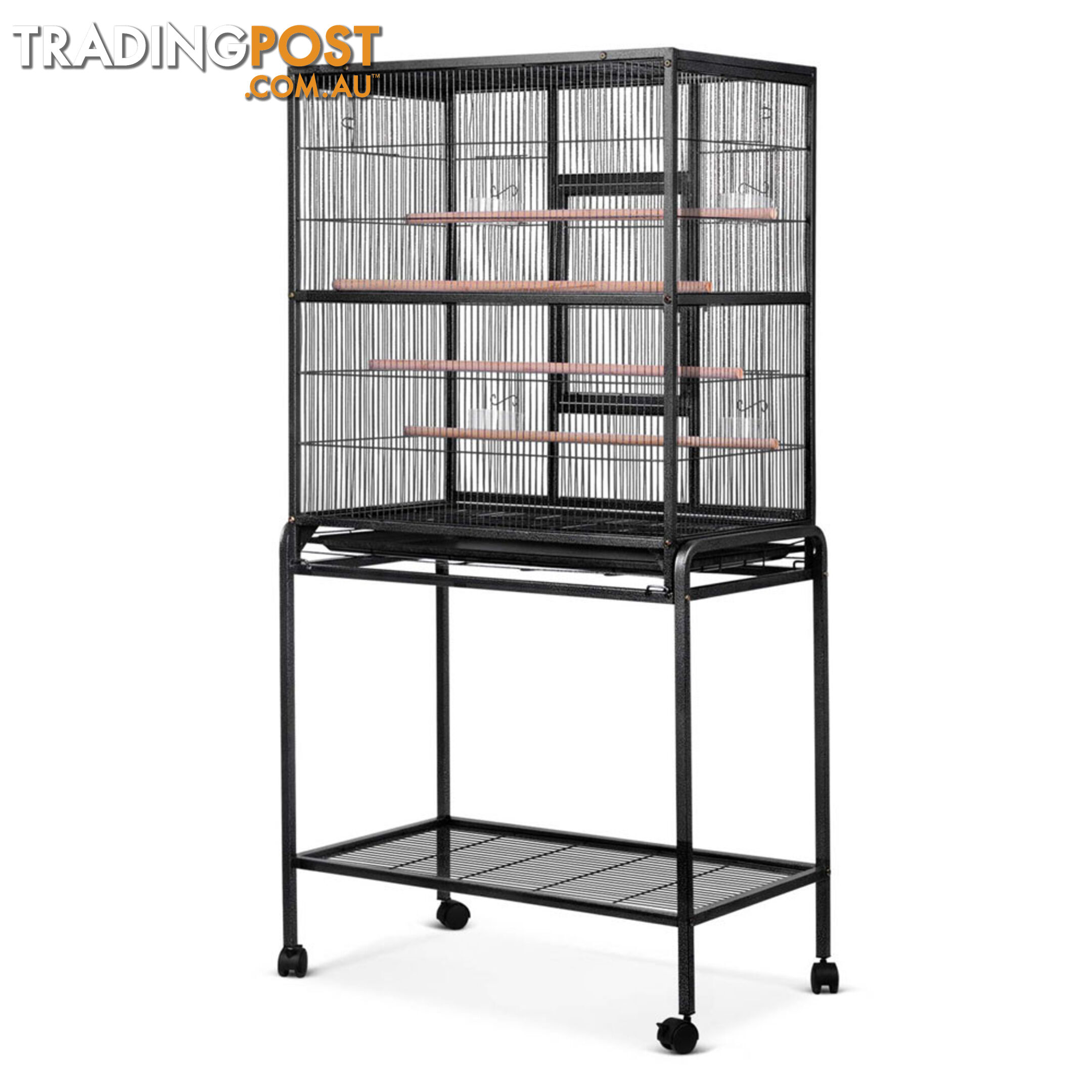 Pet Parrot Aviary Bird Cage w/ Wheels Stand 160cm Black