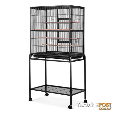 Pet Parrot Aviary Bird Cage w/ Wheels Stand 160cm Black