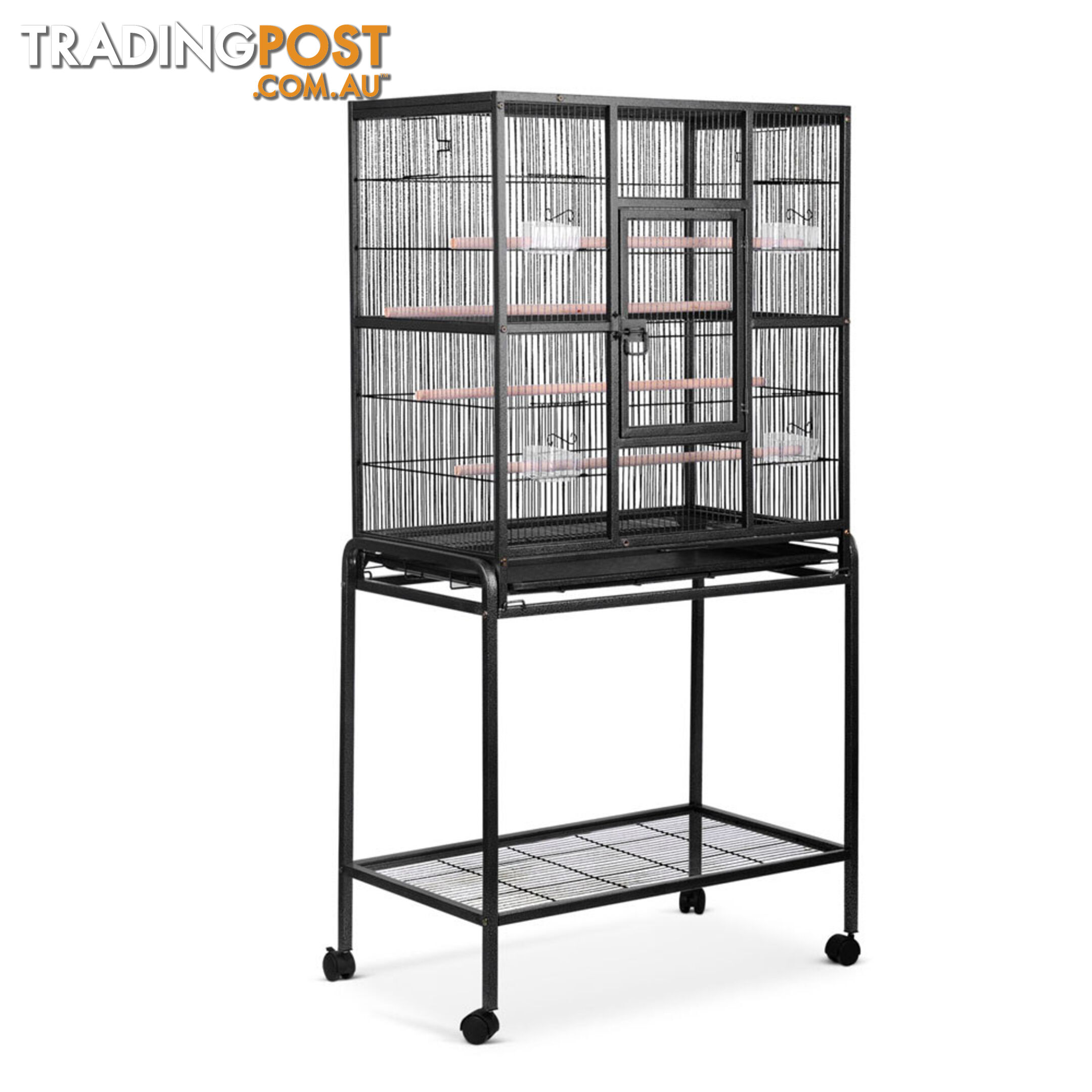 Pet Parrot Aviary Bird Cage w/ Wheels Stand 160cm Black