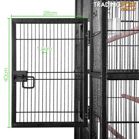 Pet Parrot Aviary Bird Cage w/ Wheels Stand 160cm Black