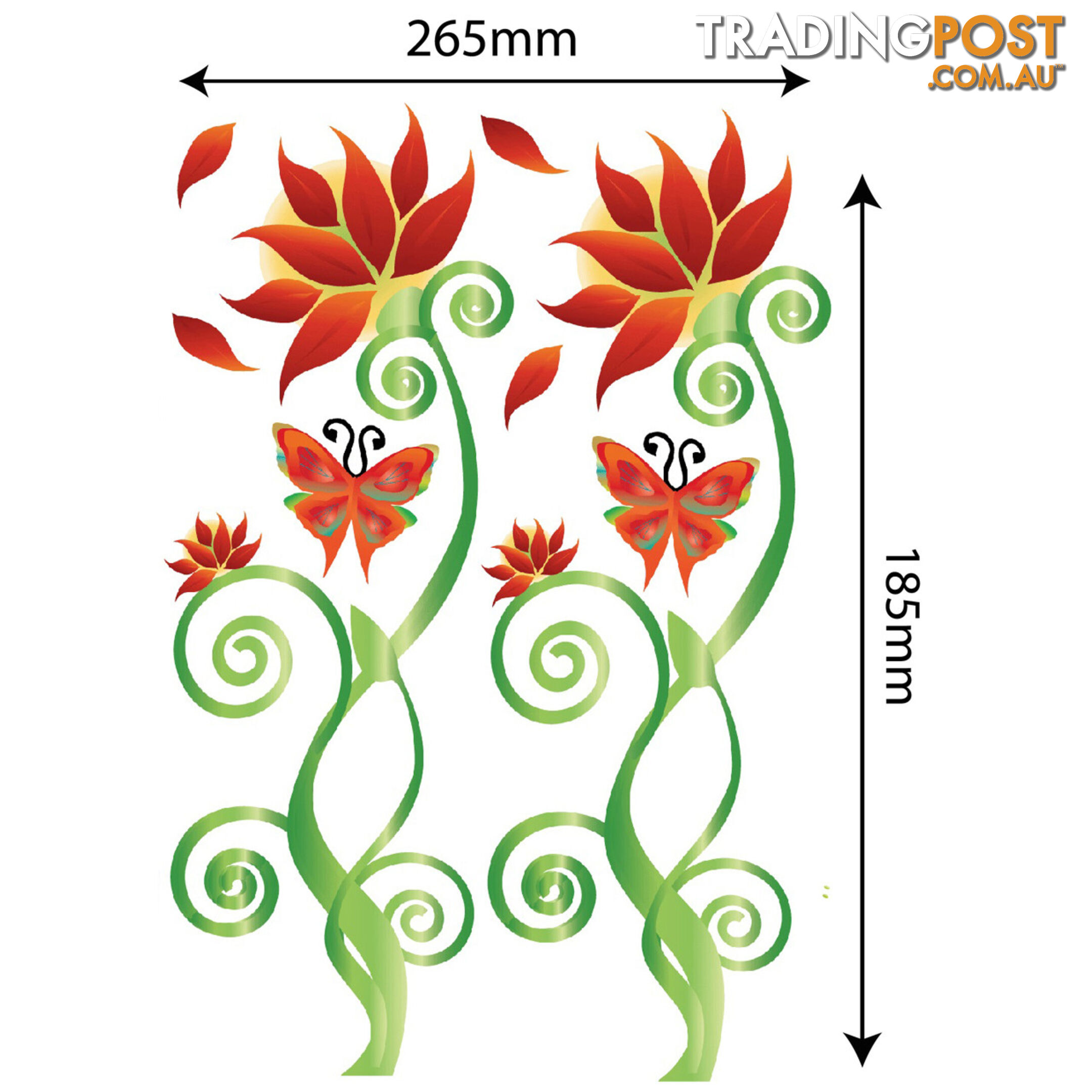 Medium Size Adorable Red Flower Vine Wall Stickers - Totally Movable