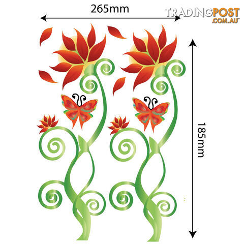 Medium Size Adorable Red Flower Vine Wall Stickers - Totally Movable