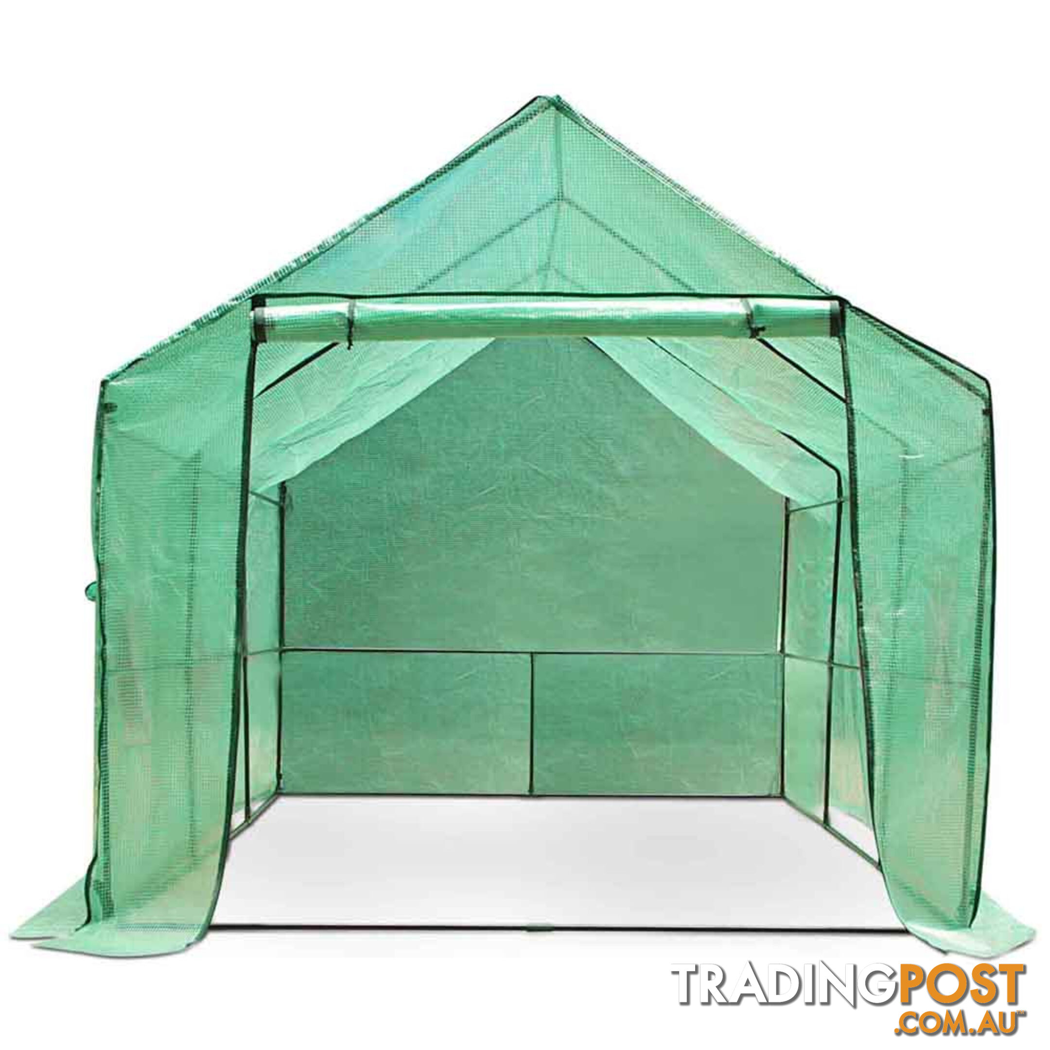 Greenhouse with Green PE Cover - 3.5M x 2M