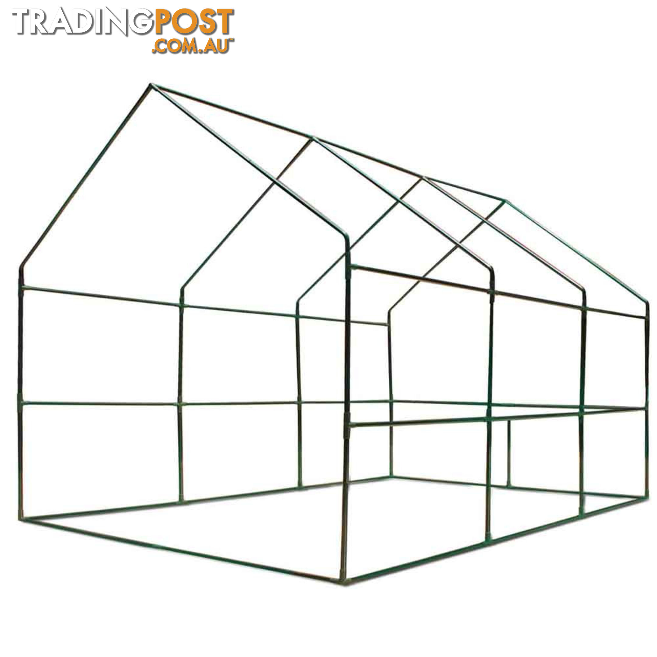 Greenhouse with Green PE Cover - 3.5M x 2M