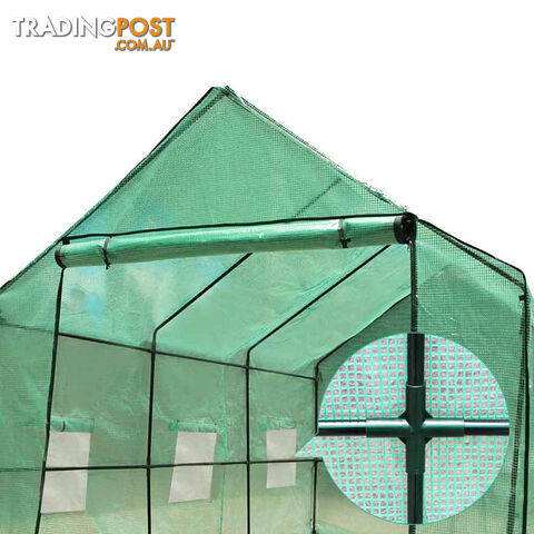 Greenhouse with Green PE Cover - 3.5M x 2M