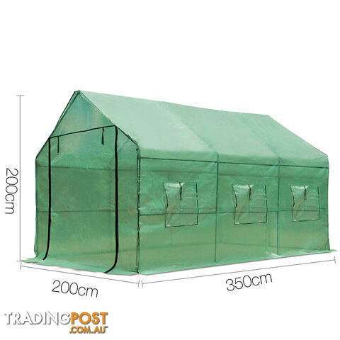 Greenhouse with Green PE Cover - 3.5M x 2M