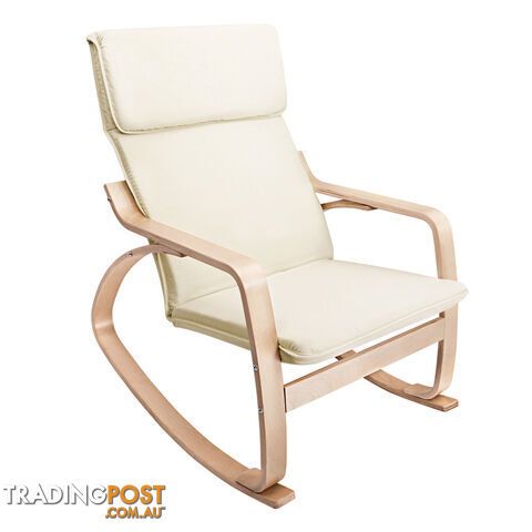 Bentwood Fabric Rocking Armchair Beige