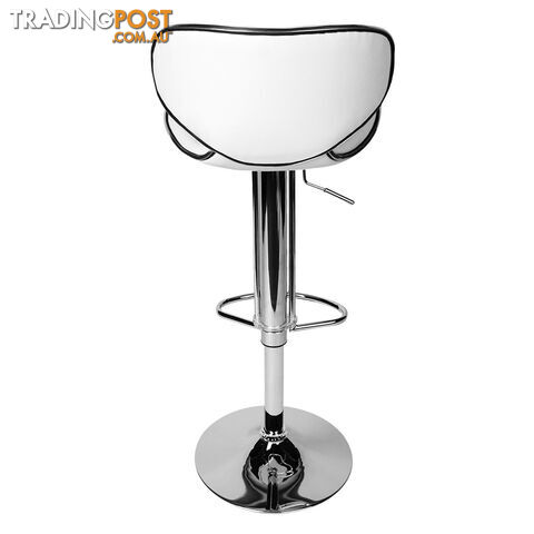 Set of 2 PU Leather Wooden Kitchen Bar Stool Padded Seat White