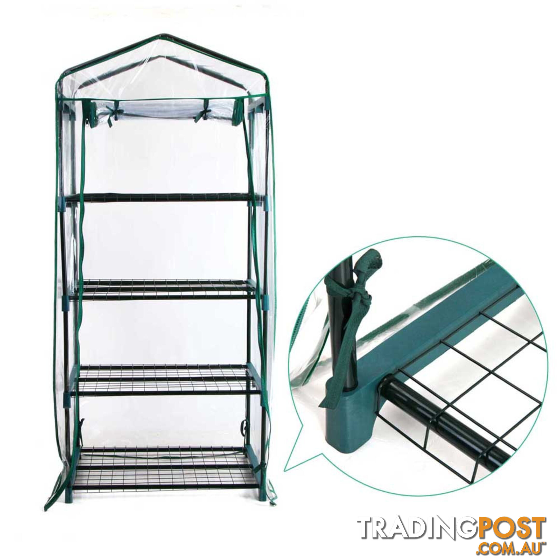 4 Shelf Greenhouse with Transparent PVC Cover