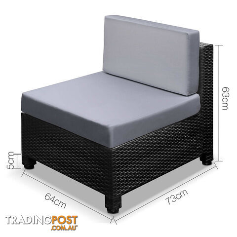 5 pcs Black Wicker Rattan 4 Seater Outdoor Lounge Set Grey