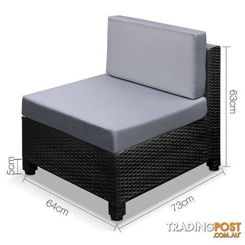 5 pcs Black Wicker Rattan 4 Seater Outdoor Lounge Set Grey - photo 3 of 10
