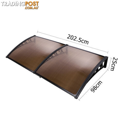 DIY Window Door Awning Cover Brown 100 x 200cm