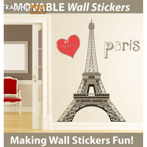 Extra Large Size Paris Eiffel Tower Wall Stickers - Totally Movable