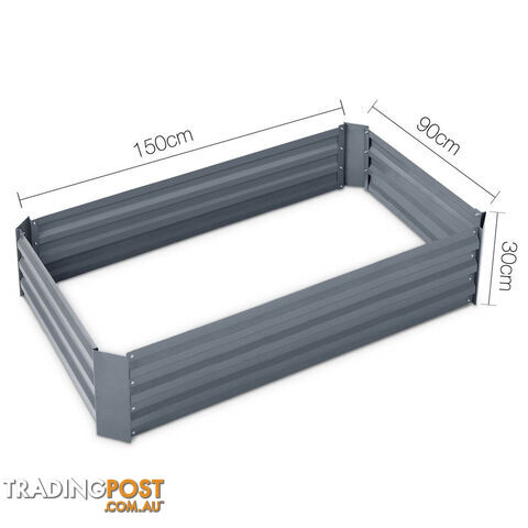 Galvanised Raised Garden Bed - 150 x 90 x 30cm - Grey - photo 2 of 7