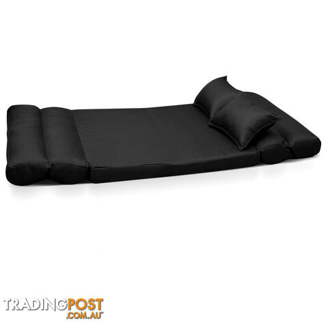 Double Size Adjustable Lounge Sofa - 5 positions Black