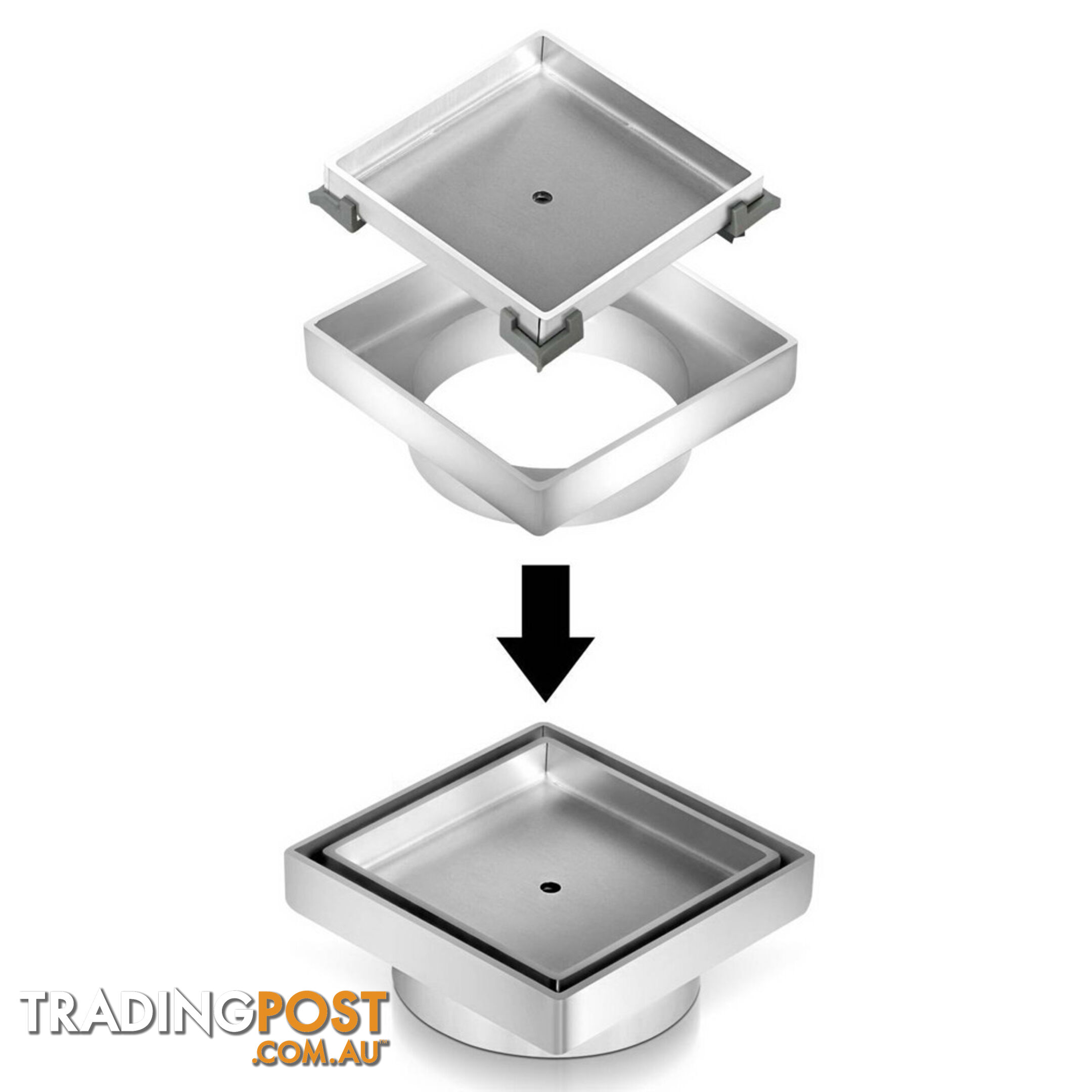 Set of 2 Square Stainless Steel Shower Grate Drain Floor Bathroom 95mm