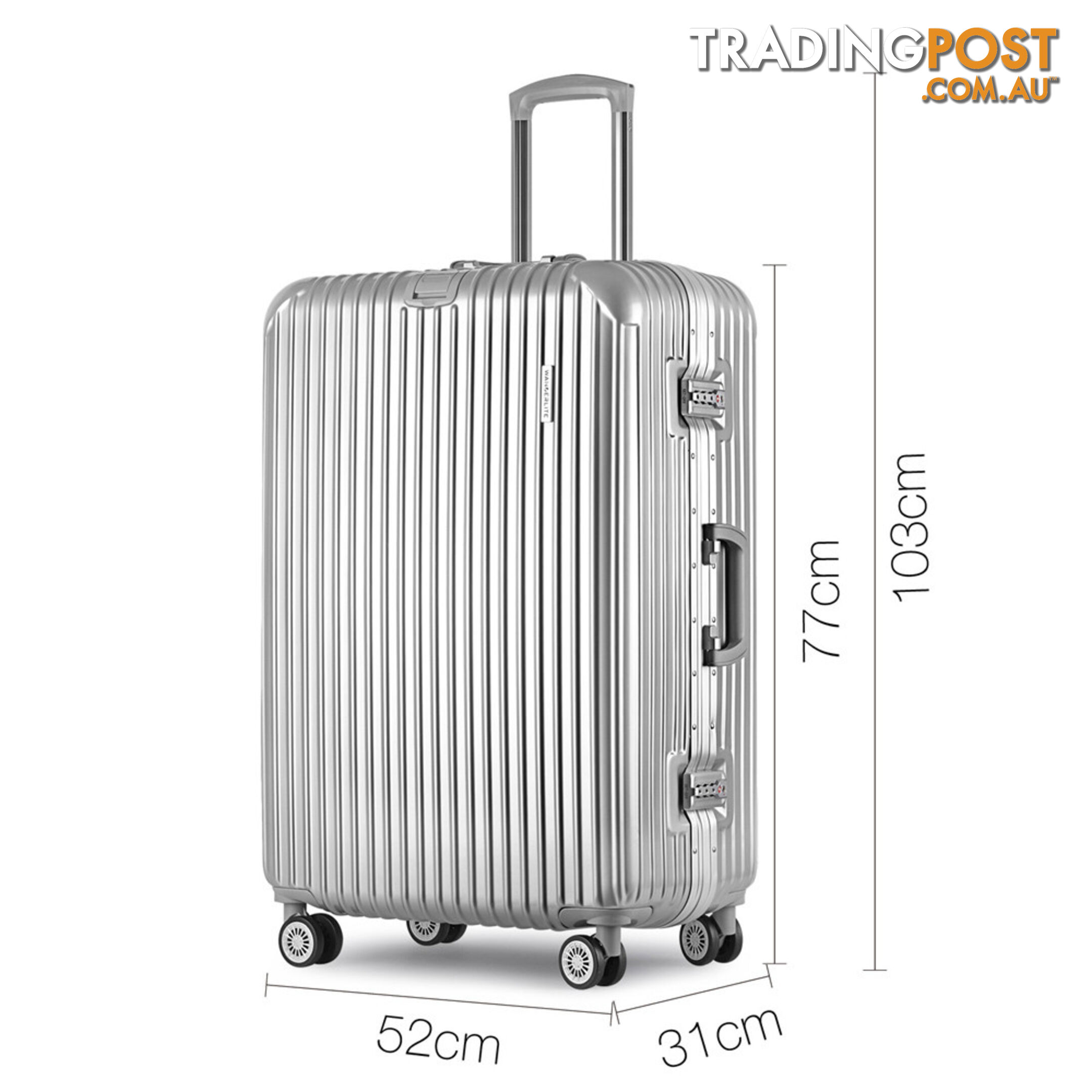 Hard Shell Travel Luggage with TSA Lock Silver