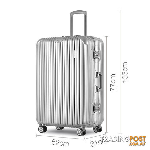 Hard Shell Travel Luggage with TSA Lock Silver