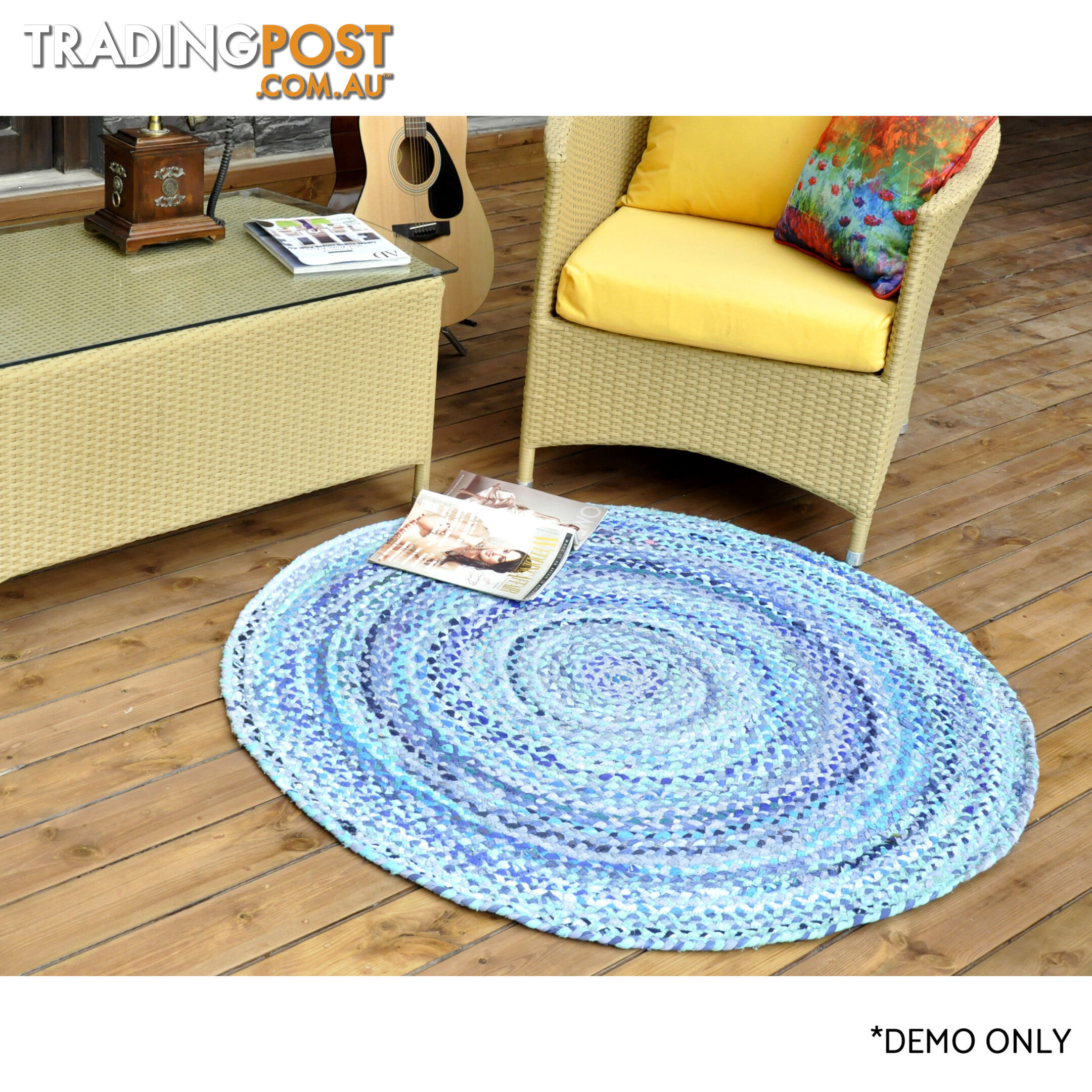 Cotton Blue Rug 120x120cm