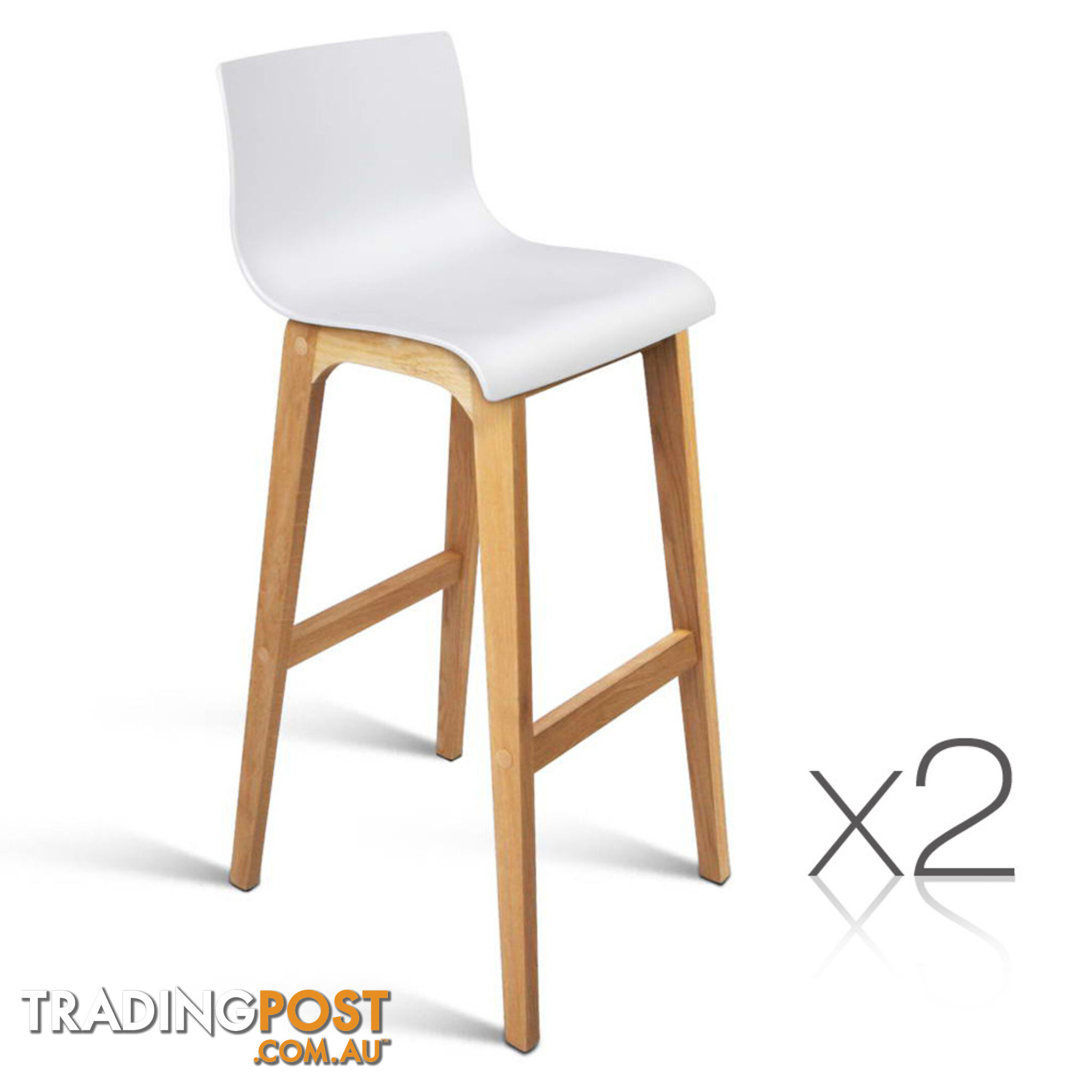 Set of 2 High Seat Back Barstools White