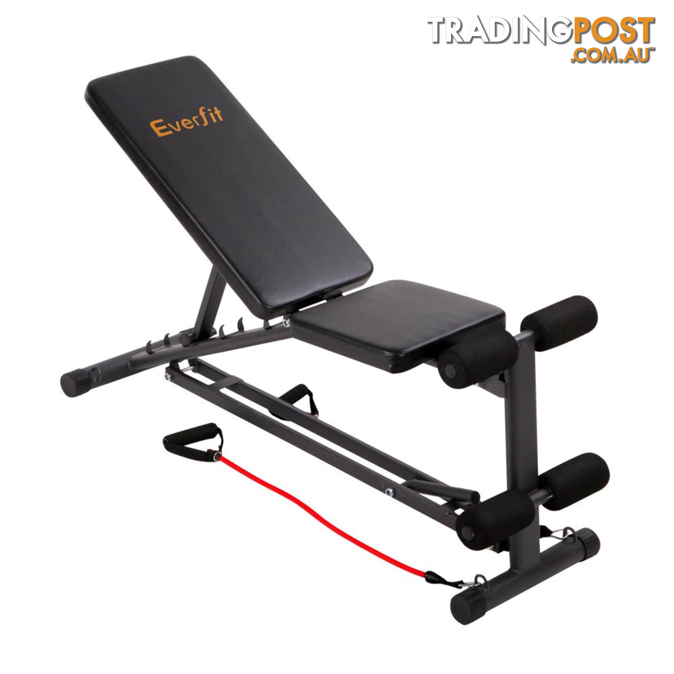 FID Flat Adjustable Bench 150Kg w/ Resistance Bands