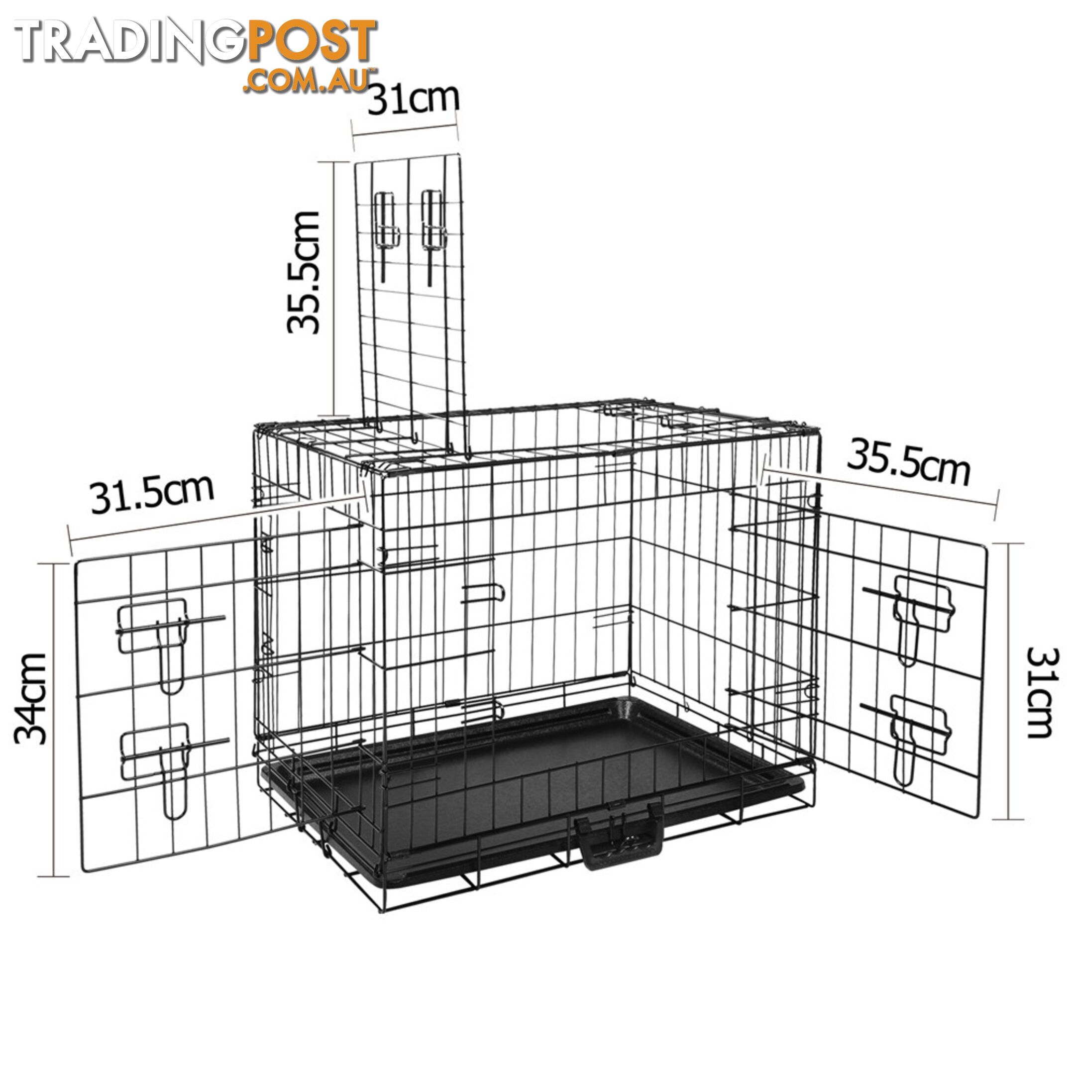 24 Inch Pet Portable Foldable Metal Cage Black