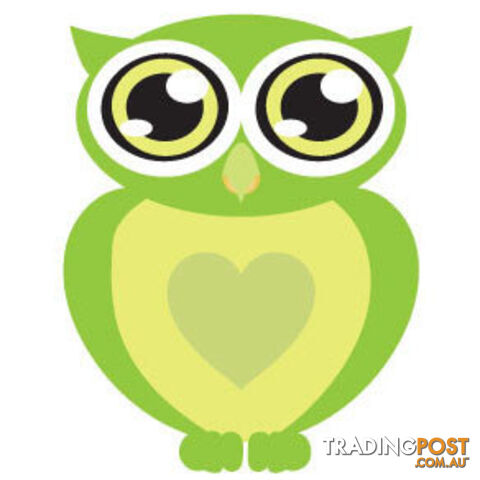 10 X Green owl with big eyes Wall Sticker - Totally Movable