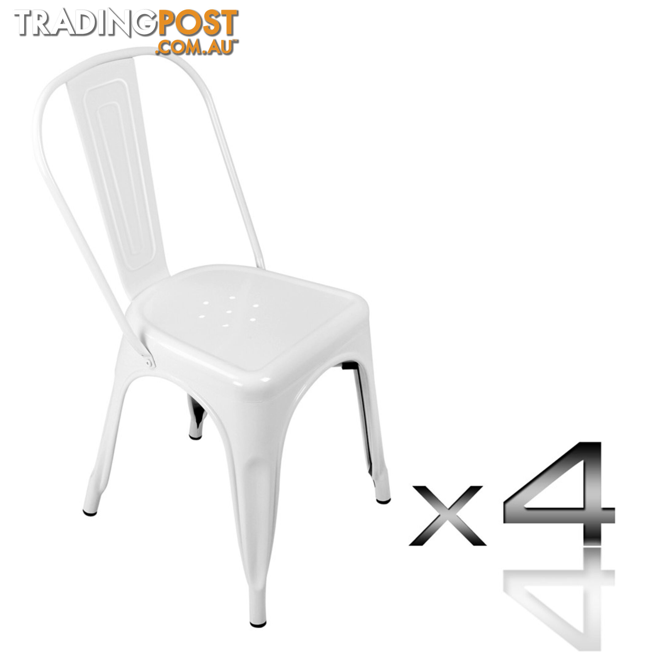 Set of 4 Replica Tolix Kitchen Bar Stool 46cm Black