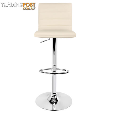 Set of 2 PU Leather Kitchen Bar Stool Beige