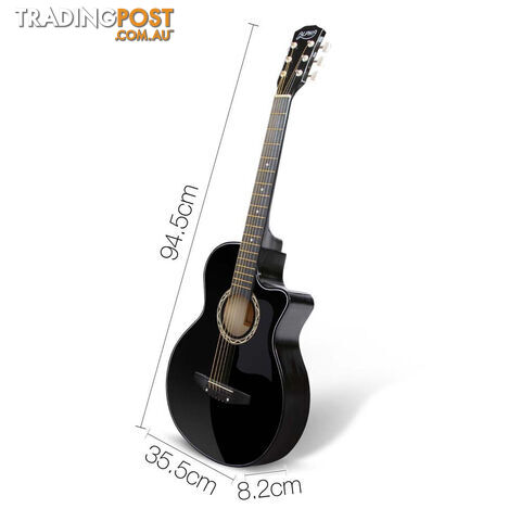38 Inch Wooden Acoustic Guitar Black - photo 2 of 10
