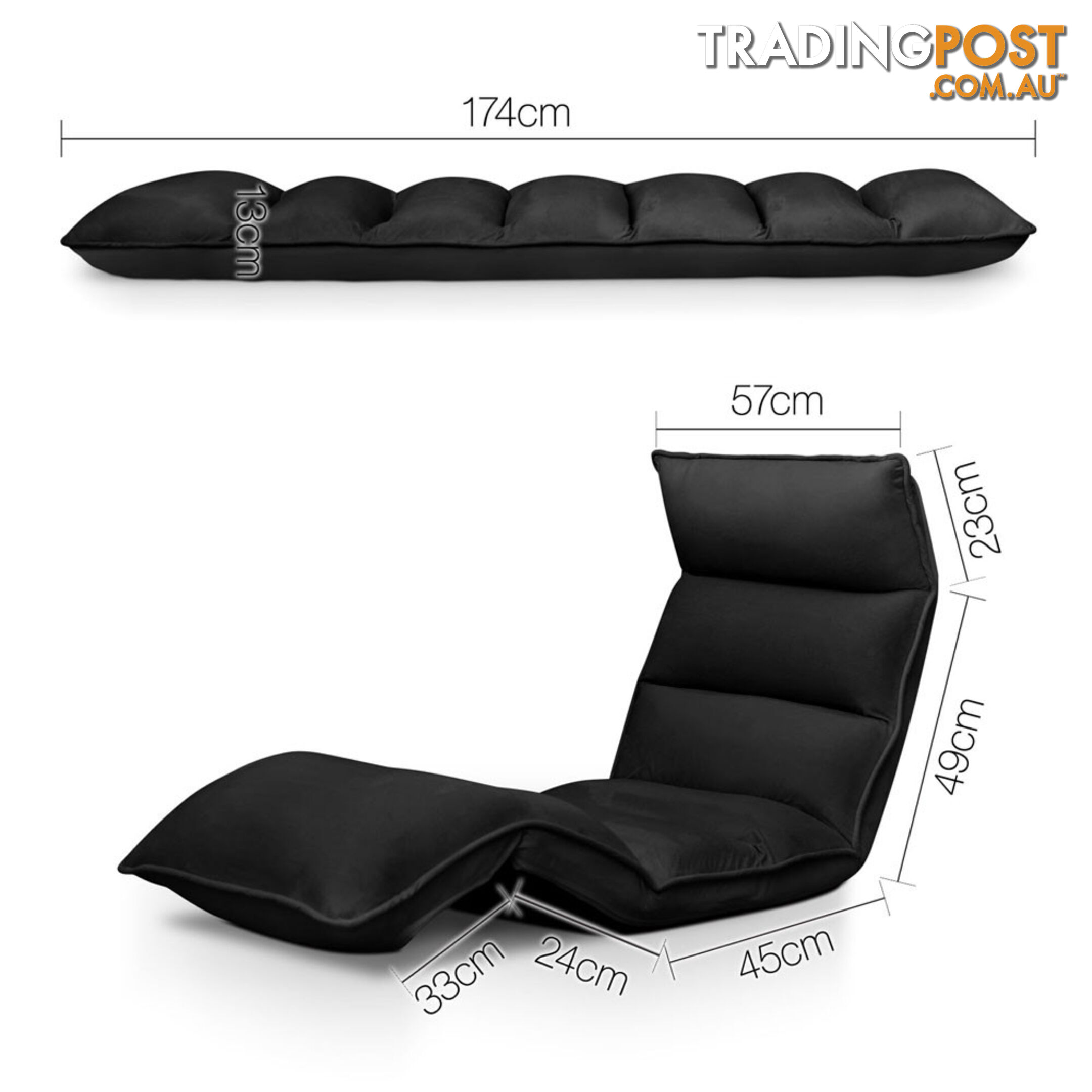 Lounge Sofa Chair - 375 Adjustable Angles  Black