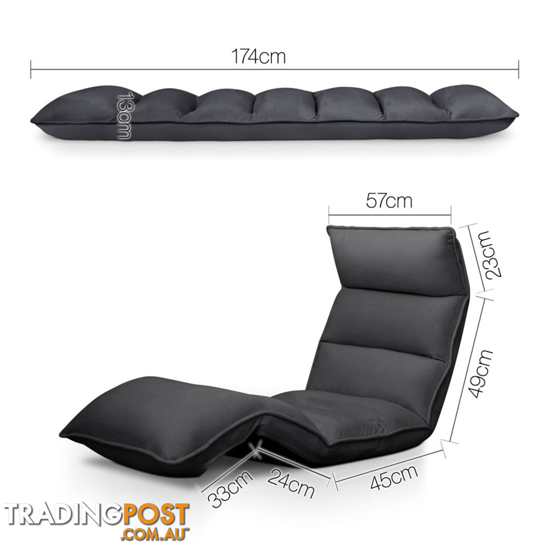 Lounge Sofa Chair - 375 Adjustable Angles  Charcoal