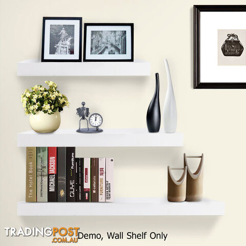 3 pcs Wall Floating Shelf Set Bookshelf Display White