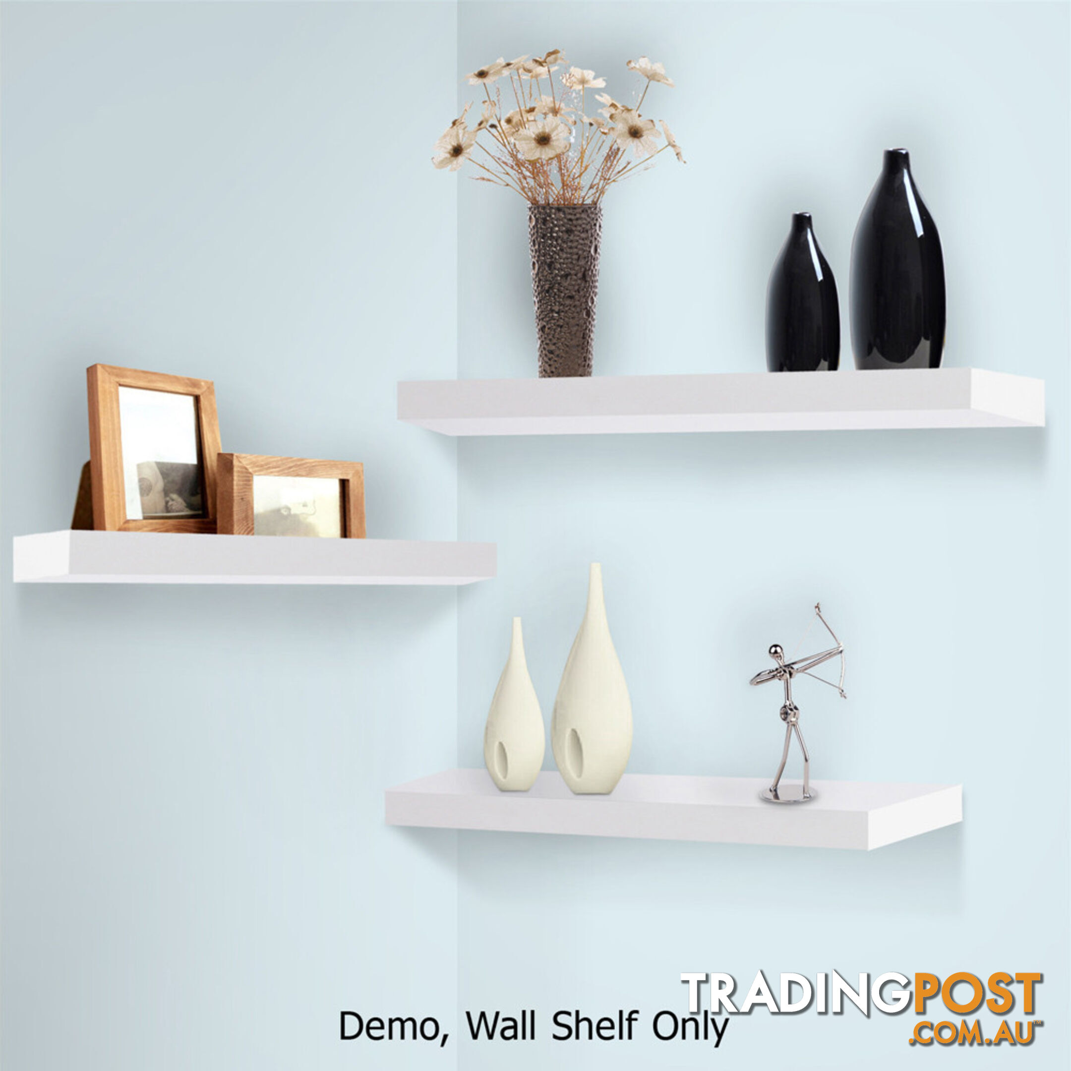 3 pcs Wall Floating Shelf Set Bookshelf Display White