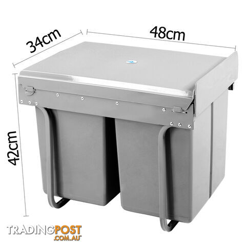 Duel Side Pull Out Rubbish Waste Basket 2 x 20L - photo 2 of 8