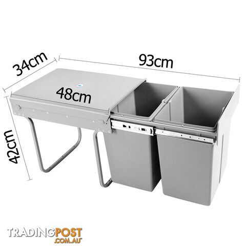 Duel Side Pull Out Rubbish Waste Basket 2 x 20L - photo 3 of 8