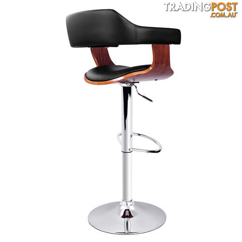 PU Leather Wooden Kitchen Bar Stool Padded Seat Black