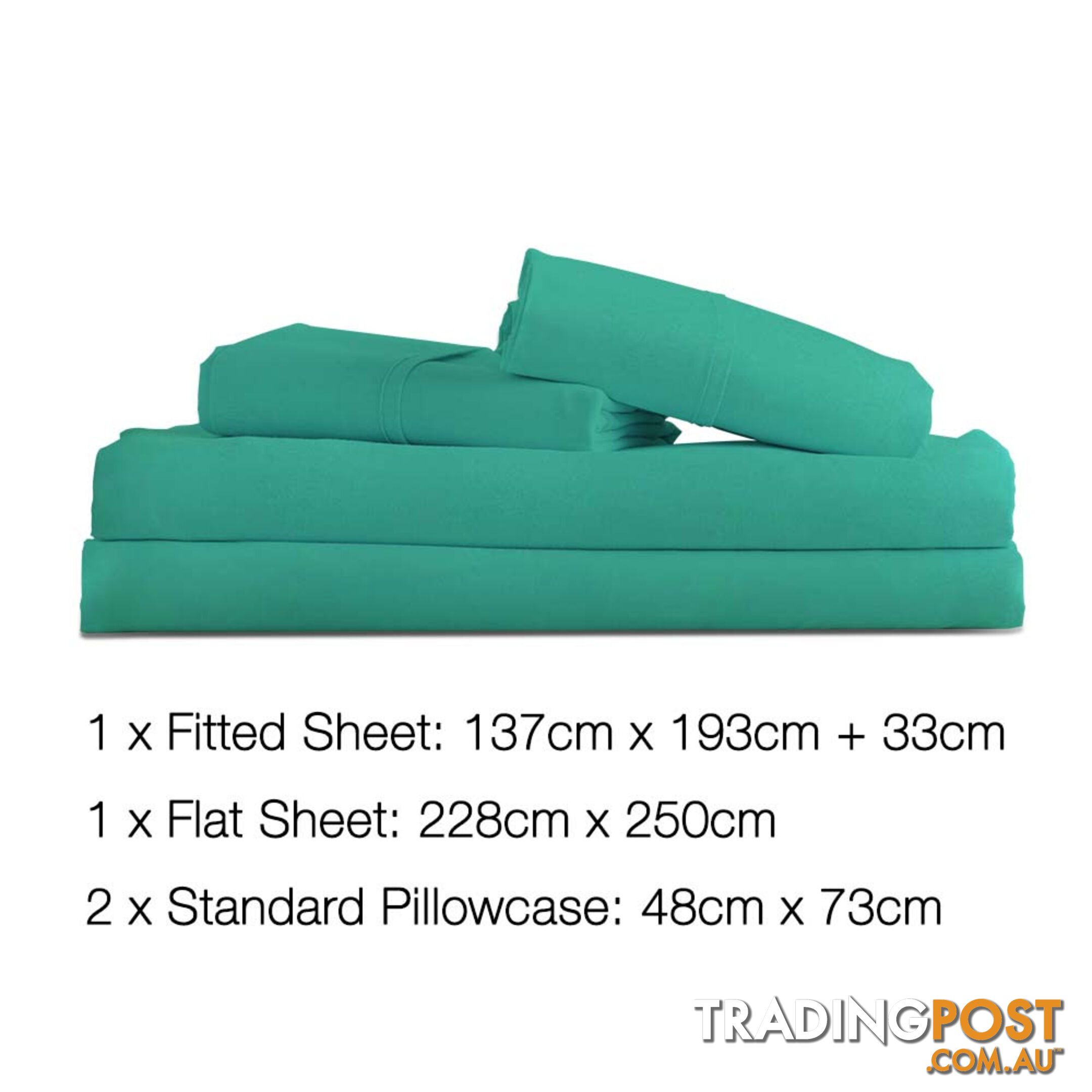 4 Piece Microfibre Sheet Set Double Aqua