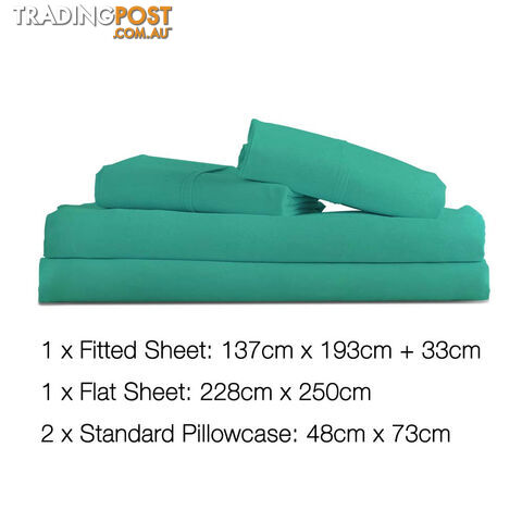 4 Piece Microfibre Sheet Set Double Aqua