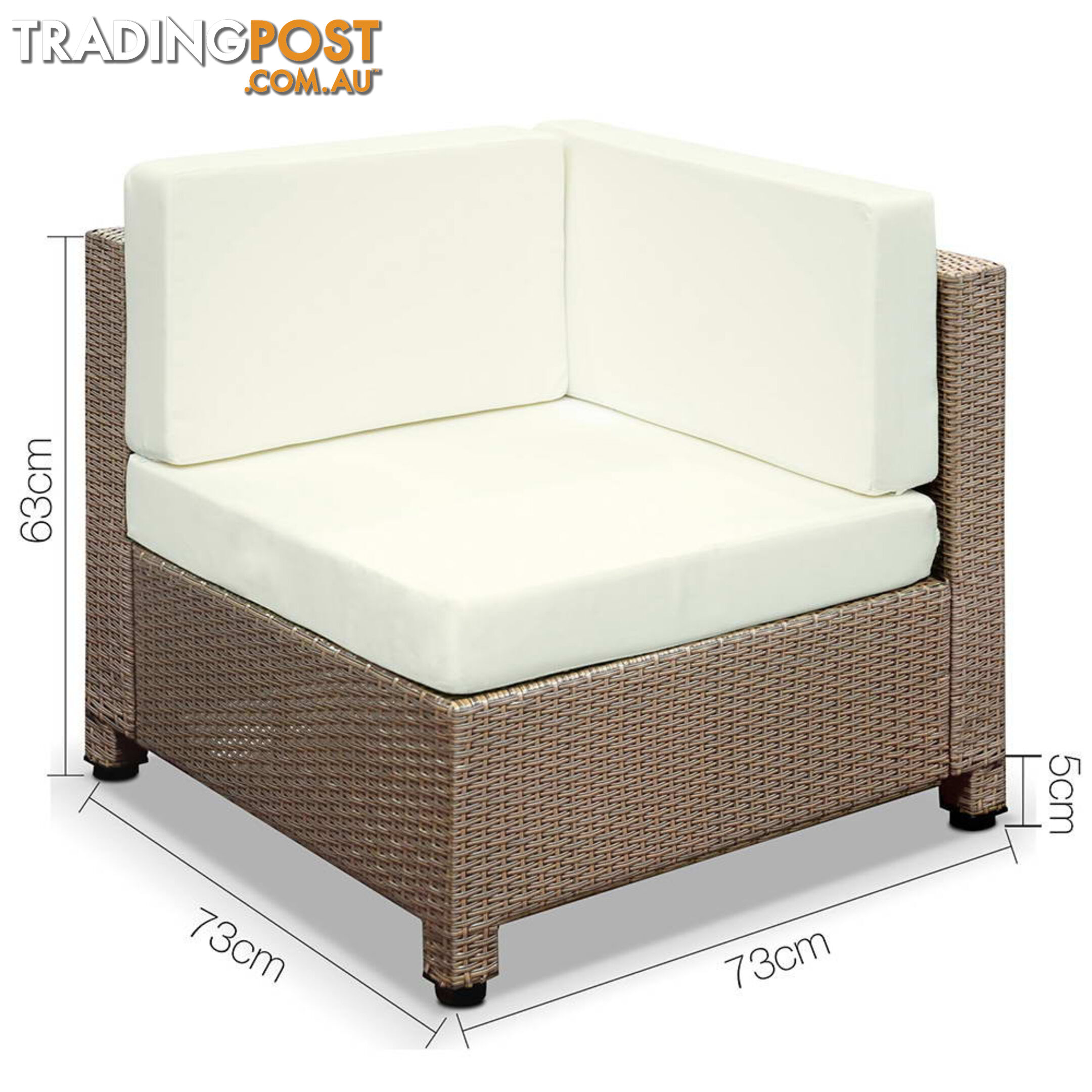 5 pcs Brown Wicker Rattan 4 Seater Outdoor Lounge Set Beige