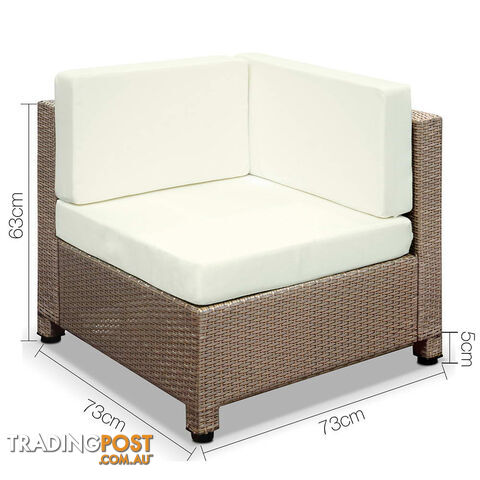 5 pcs Brown Wicker Rattan 4 Seater Outdoor Lounge Set Beige